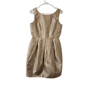 White House Black Market Gold Metallic Tulip Cocktail Dress‎ Size 6 NWT